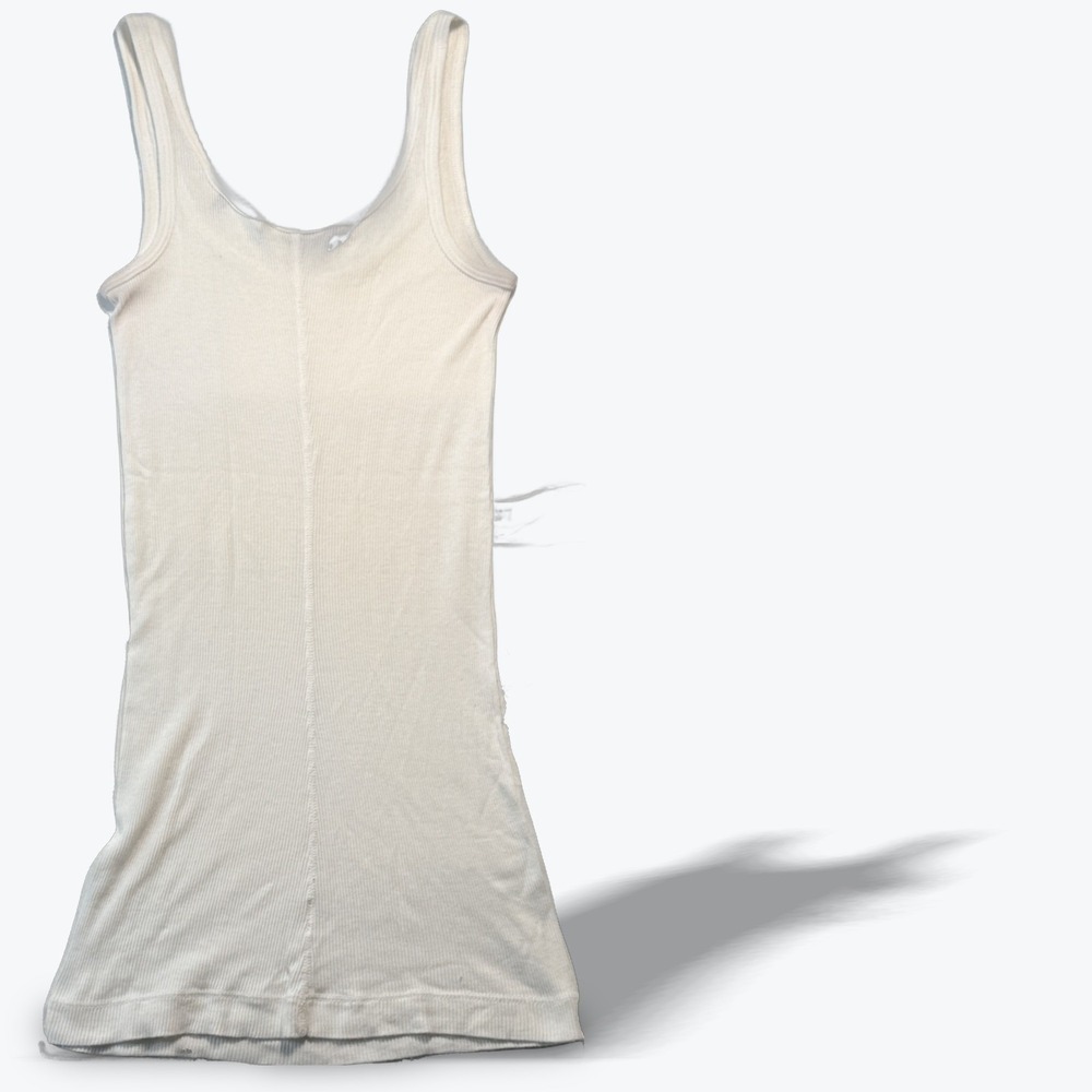 Vince Ribbed Tank Top Womens XS Off White Scoop Neck Center Back Seam Peru